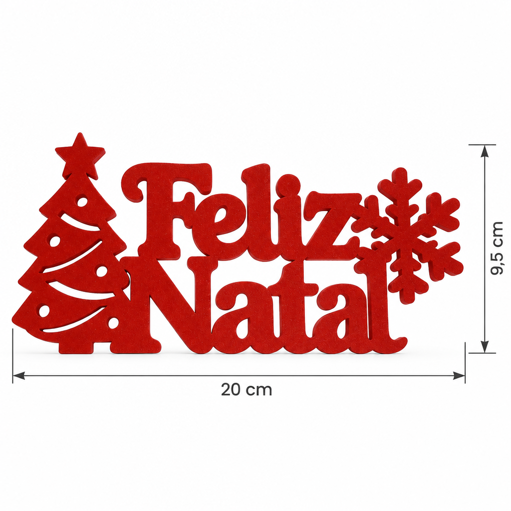 Enfeite de Mesa Feliz Natal 3D Vermelho - Decoração Natalina - Imagem 2