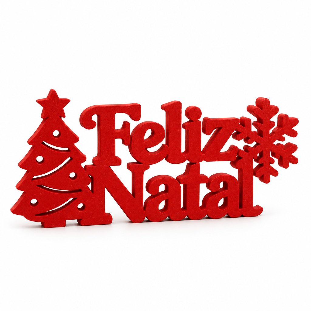 Enfeite de Mesa Feliz Natal 3D Vermelho - Decoração Natalina - Imagem 5